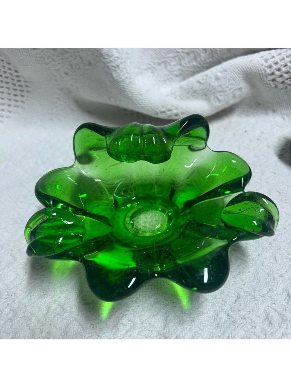 VTG Green Emerald  Sommerso Millefiori Murano Blown Art Glass Bowl Ashtray Italy - Picture 5 of 7